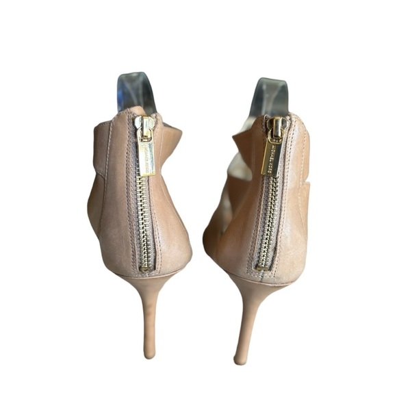 Michael Kors Nude Leather Strappy Open Toe Stiletto Heels Size 9.5 Back Zip - Picture 6 of 12